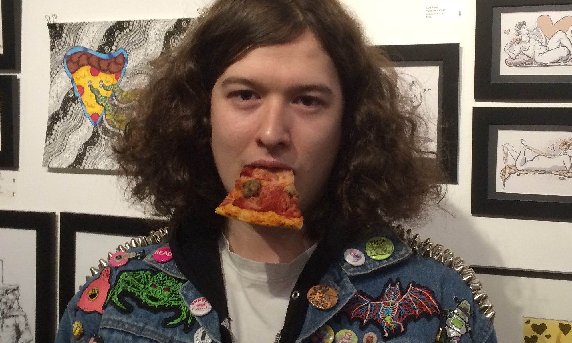 Cole Pauls with pizza