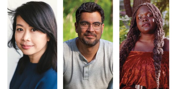 Photos of three authors appearing at the Frye Festival