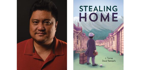 The cover of J. Torres and illustrator David Namisato's Stealing Home with a photo of the author