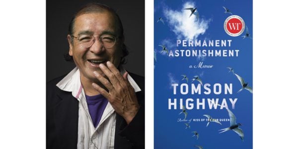 The cover of Tomson Highway's Permanent Astonishment with a photo of the author