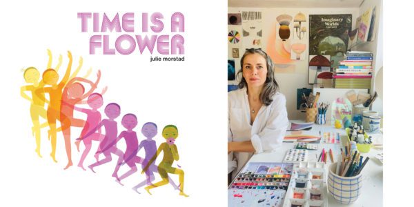 The cover of Julie Morstad's Time is a Flower and a photo of the author