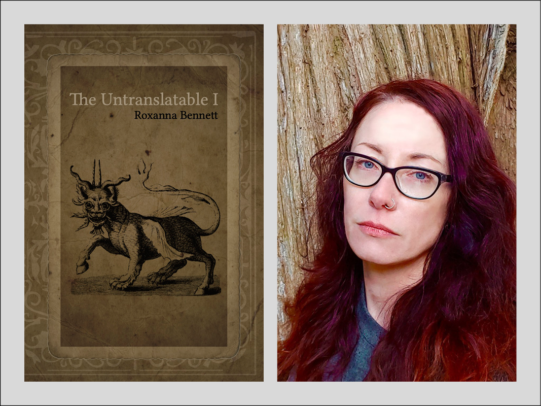 Book cover of The Untranslatable I; a woman with long red hair wearing glasses
